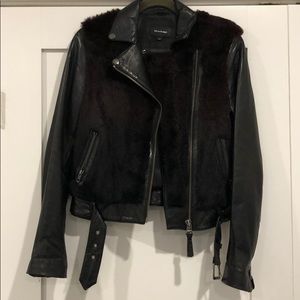 Black Mackage Leather Jacket with fur SZ XS